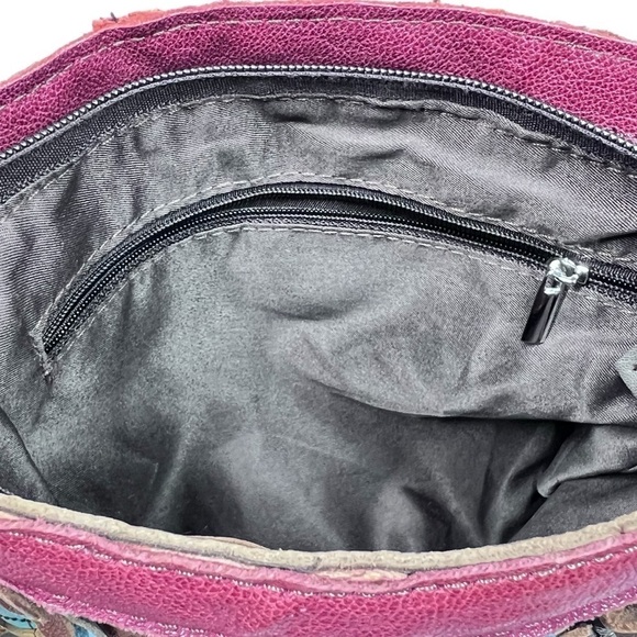 Multi-colored 3D Floral Leather Rhinestone Shoulder Bag Clutch Bag - Picture 12 of 16